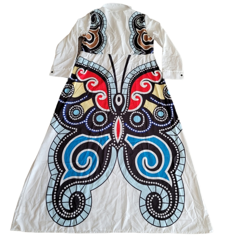 $$ Sold $$ Maxi Dress Long Sleeve Butterfly Print - Picture 5 of 8